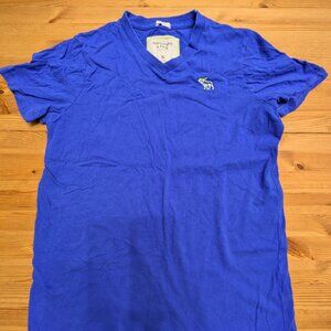 Abercrombie & Fitch Men’s Y2K Muscle V Neck Blue Moose T Shirt Size XL